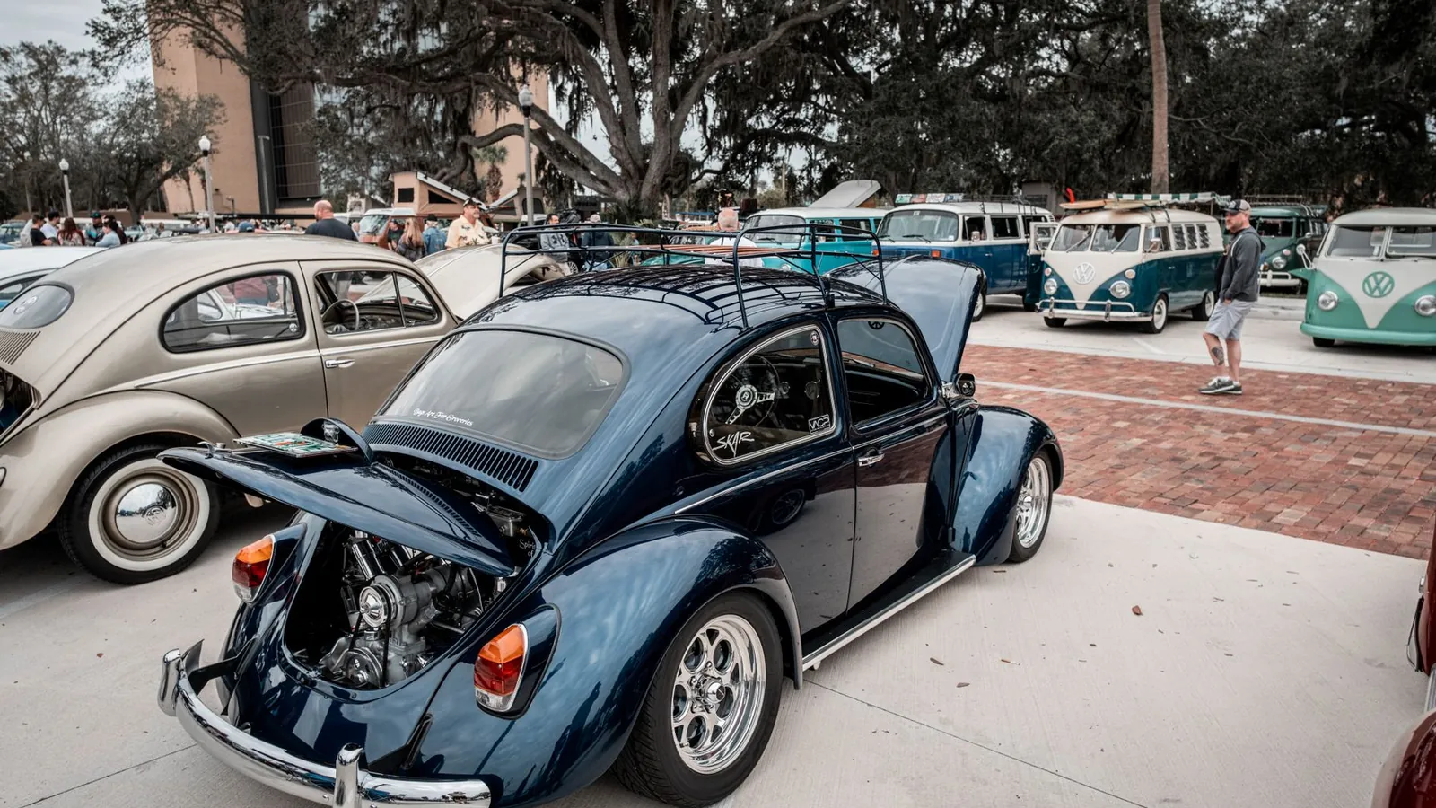 Classic Volkswagen Beetle with the bonnet open