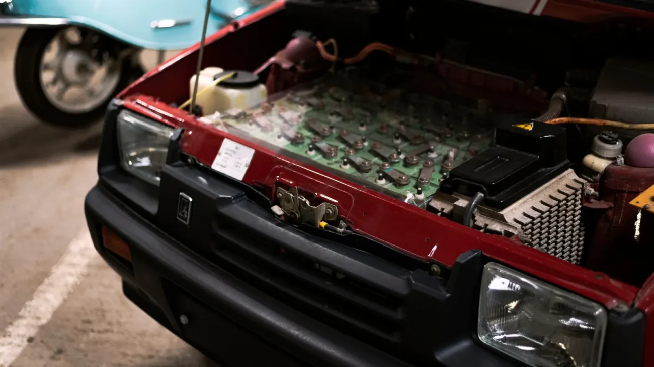 Open bonnet showing engine bay components
